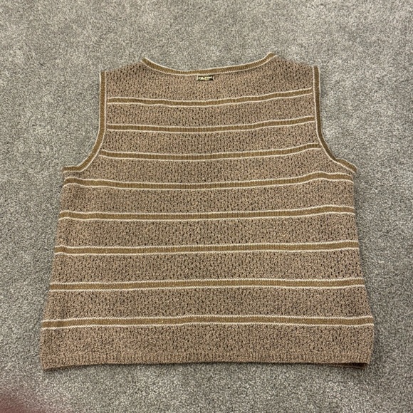 St. John Sport Metallic Striped Gold Knit Tank Too Size Small EUC - Picture 4 of 9